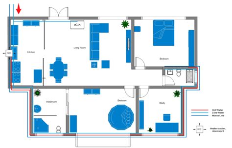 The Simple Home Plumbing And Piping Plan Template Is Available To Edit