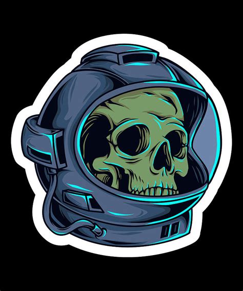 Astroskull Sticker Skull In Astronaut Helmet Digital Art By Norman W