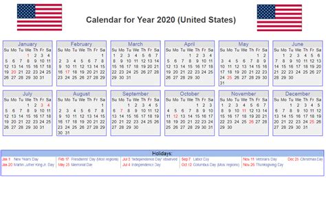 Printable Calendar Usa 2020 Calendar Printables Free Templates