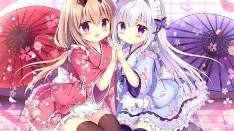 Download 1920x1080 Cute Anime Girls Kimono Friends