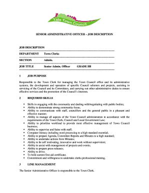 Use sample cover letter for administrative assistant to show confidence in your letter by positively indicating your best accomplishments and skills for better chances of landing the job. Fillable admin officer job description sample - Edit ...