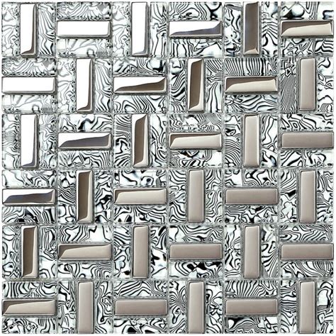 Crystal Glass Tiles Plated Silver Glass Tile Kitchen Wall Backsplash