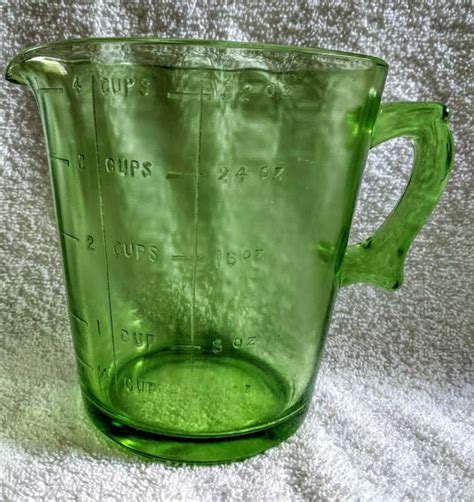 Vintage Green Uranium Glass Measuring Cup Qt Cups Oz Lot