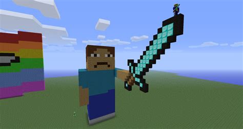 Minecraft Steve Statue With Sword