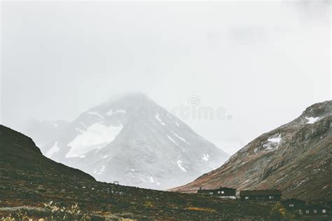 Foggy Mountains Landscape In Jotunheimen National Park Stock Image