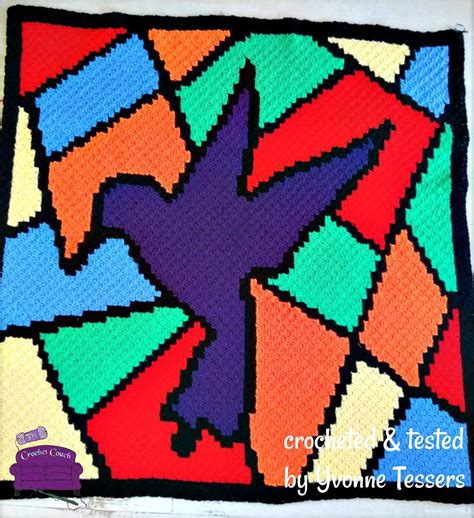 Hummingbird Stained Glass Afghan C2c Crochet Pattern Written Row By