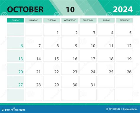 October 2024 Template Calendar 2024 Template Vector Planner Monthly