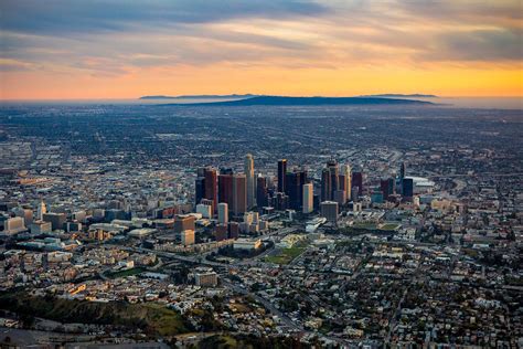 Downtown Los Angeles At Dusk West Coast Aerial Photography Inc