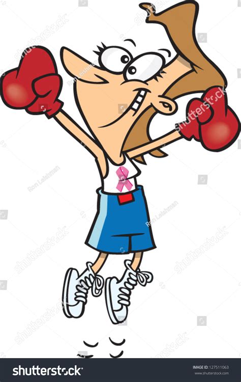 A Vector Illustration Of Cartoon Boxing Woman Jumping 127511063