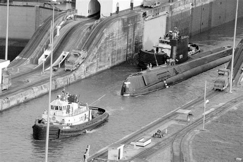 aerial port bow view of the nuclear powered attack submarine ex uss nautilus ssn 571 being