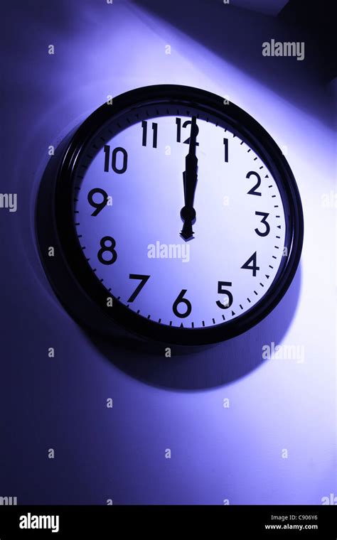 Clock Set To Midnight 12 Oclock Stock Photo Alamy