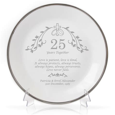 Holy Union Personalized 25th Anniversary Plate With Silver Rim