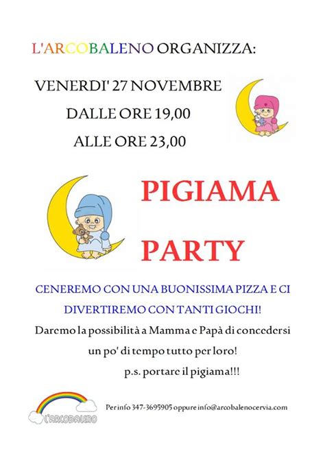 Pigiama Party Per Bambini Allasilo Arcobaleno A Cervia Emilia Romagna Mamma
