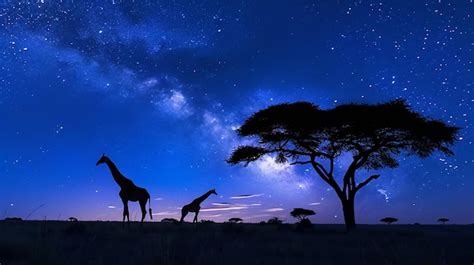 Arbre Silhouette De La Canopée Nocturne Africaine En Afrique Sous Les