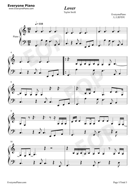 Taylor Swift Taylor Swift Lover Sheet Music Piano