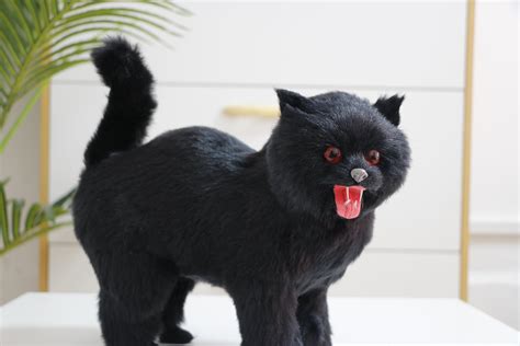Realistic Black Cat Plush Toy T Halloween Decor Ornaments Etsy