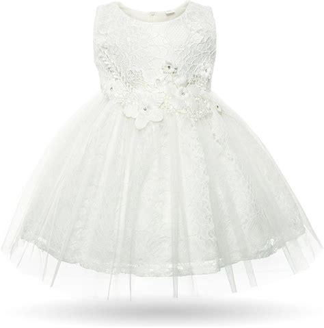Cielarko Newborn Girls Dress Wedding Party Lace Flower Tulle Sleeveless