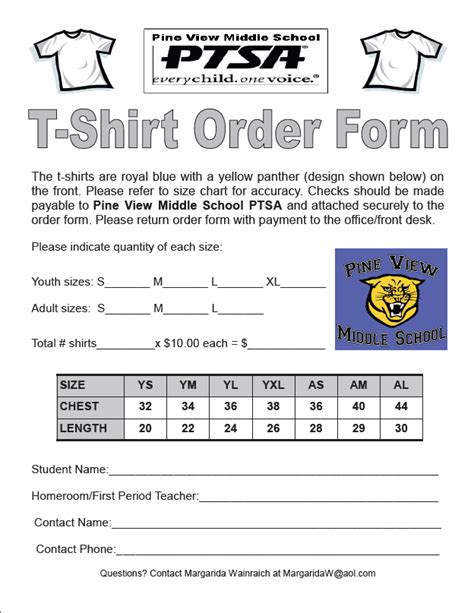 tshirt order forms find word templates