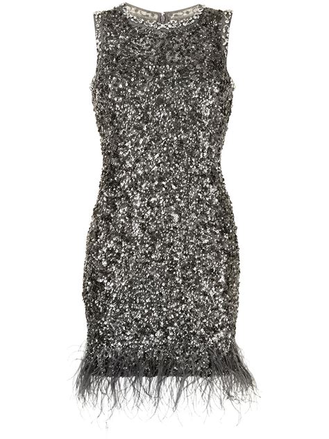 Rachel Gilbert Sequin Embellished Feather Mini Dress Farfetch