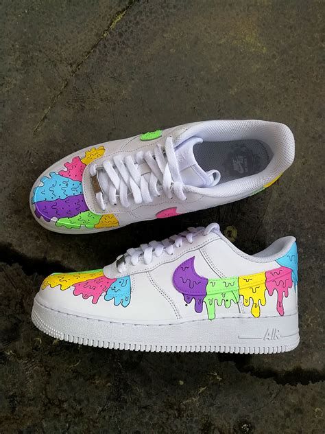 Rainbow Drip Af1 Cute Shoes Custom Sneakers Custom Shoes