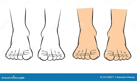 Human Feet In Black Outline Stock Illustration Illustration Of Heel