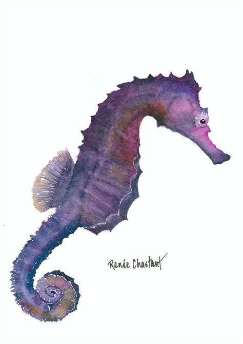 Purple Seahorse Painting By Renee Chastant