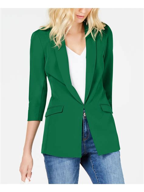 INC - INC Womens Green Eyelet Solid Blazer Evening Jacket Size XS 