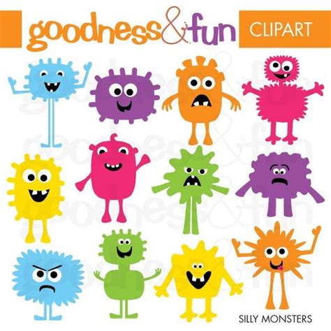 Buy 2 Get 1 Free Silly Monsters Clipart Digital Monster Clipart