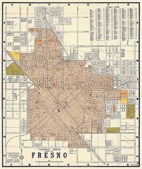 Vintage Map Of Fresno From 1938 Vintage Maps Etsy Vintage Detailed