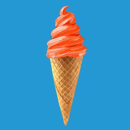 Orange Sherbet Soft Serve Ice Cream Cone Neatoshop