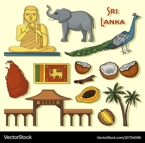 Symbols Sri Lanka Icons Set Royalty Free Vector Image