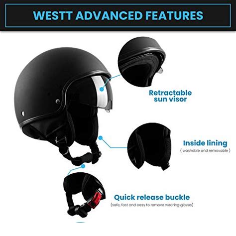 Westt Vintage Motorcycle Helmet Open Face Helmet Retro Style For