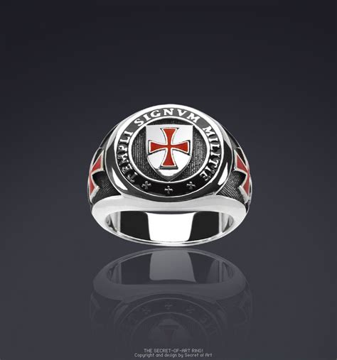 Knights Templar Masonic Freimaurer Silver 925 Sterling Ring Templi