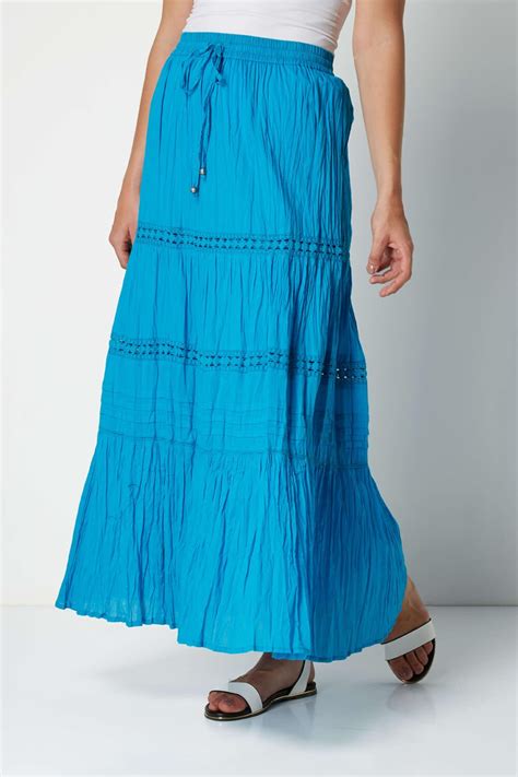 Tiered Gypsy Maxi Skirt In Turquoise Roman Originals Uk