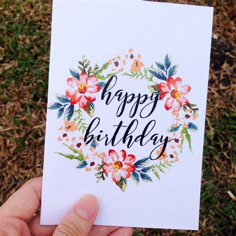 Happy Birthday Card Print Birthday Card Drawing Birthday Card Printable Watercolor Birthday