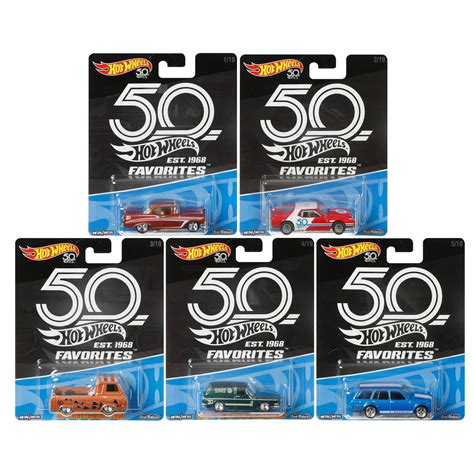 2018 Hot Wheels 50th Anniversary Favorites Set Of 5 Diecast Cars 164