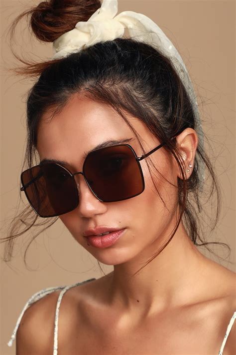 chic brown sunglasses square sunnies oversized sunglasses lulus