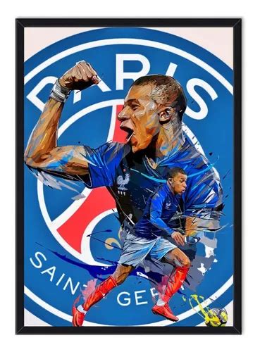 cuadro póster enmarcado kylian mbappé fútbol