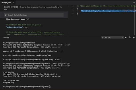 Vs Code Integrated Terminal With Visual Studio Command Prompt Inside