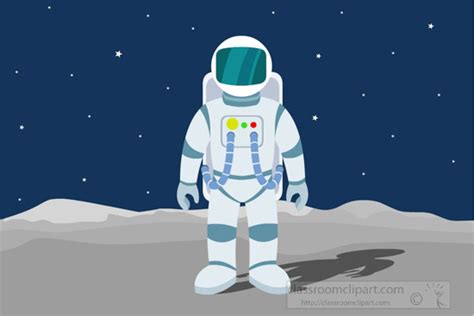 Space Clipart Astronaut In Spacesuit Standing On Cratered Moon