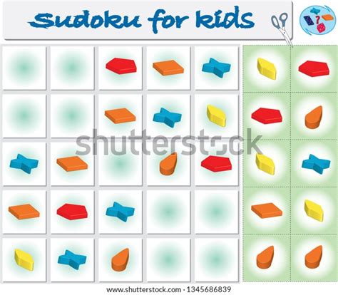 Sudoku Kids Colorful Geometric Figures Game Stock Vector Royalty Free