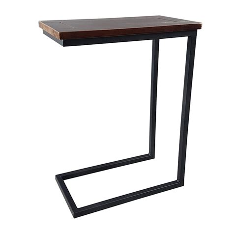 Metal C Table With Solid Wood Top Black At Home
