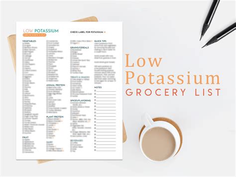 Low Potassium Grocery List Printable PDF Grocery List Printable