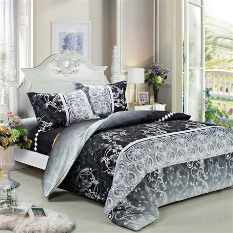 Swanson Beddings Black Floral 3pc Duvet Bedding Set Duvet Cover And