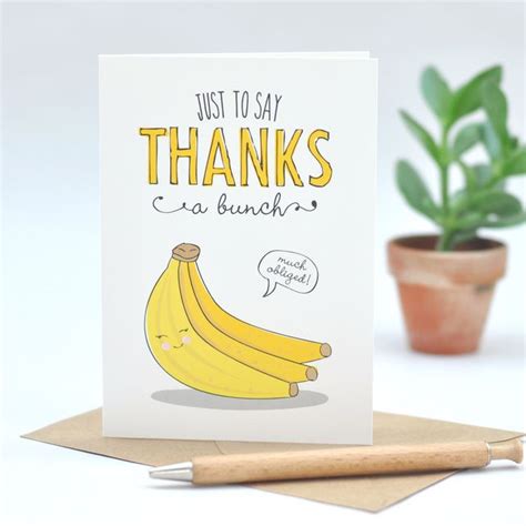 Thank You Card Funny Card Humour Card Thanks A Bunch Pun Card