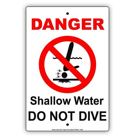 Danger Shallow Water Do Not Dive With Graphic Safety Alert Attention