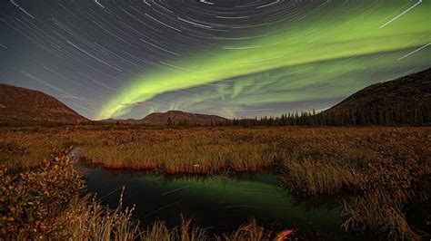 Hd Wallpaper Aurora Borealis Northern Lights Night Reflection Stars