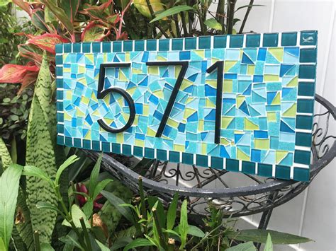 Mosaic House Number Sign Green Street Mosaics