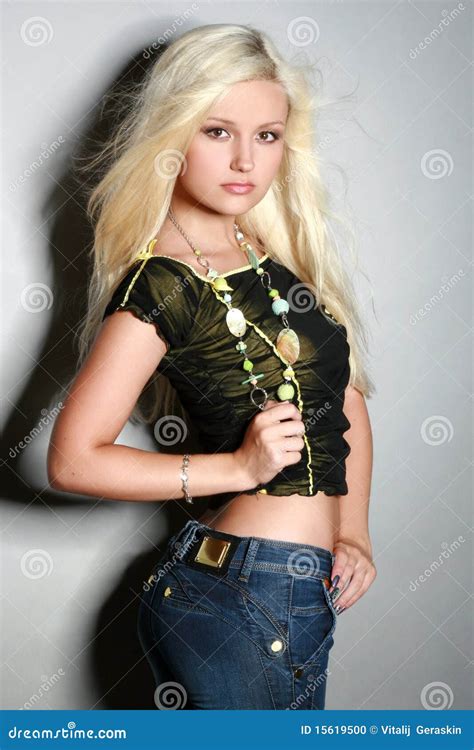Beautiful Charming Barefoot Long Curly Blonde Hair Teenage Paint