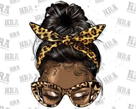 Afro Messy Bun Straight Hair Png Sublimation Design Black Etsy